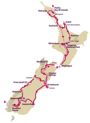 NewZealand stray journeys tour map