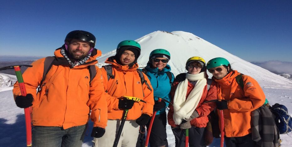 tongariro group with Mt Doom in winter