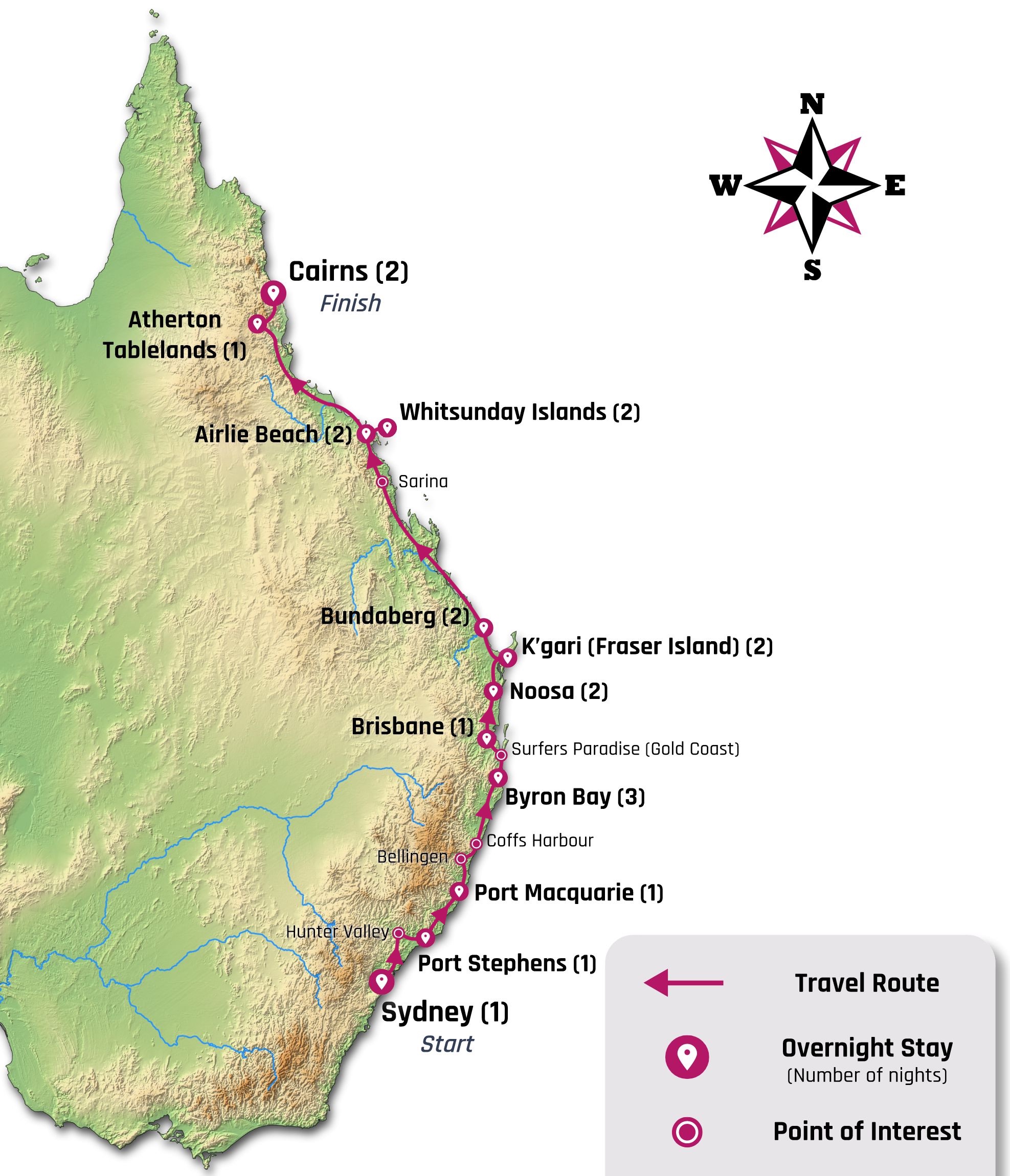 21 Day Emu Tour Map