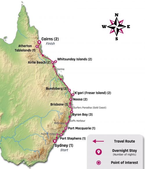 21 Day Emu Tour Map
