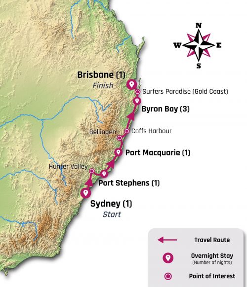 8 Day Koala Tour Map