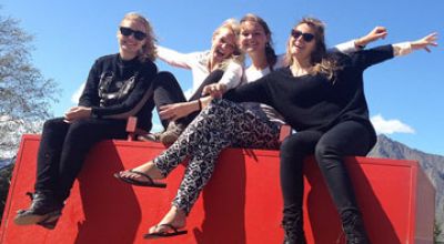 girls on trailer