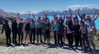 happy passengers by mt cook